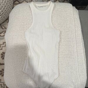 Abercrombie & Fitch White Ribbed High Neck Bodysuit Size S